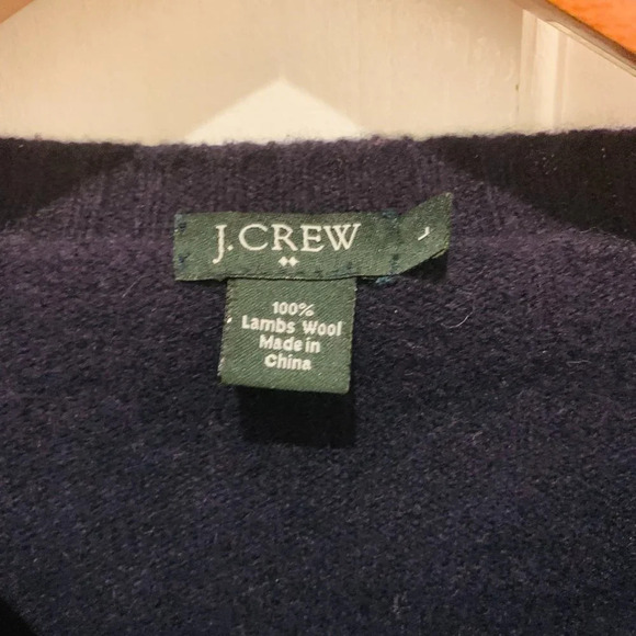 J. Crew Men's Navy Lambswool Crewneck Sweater - Picture 5 of 8